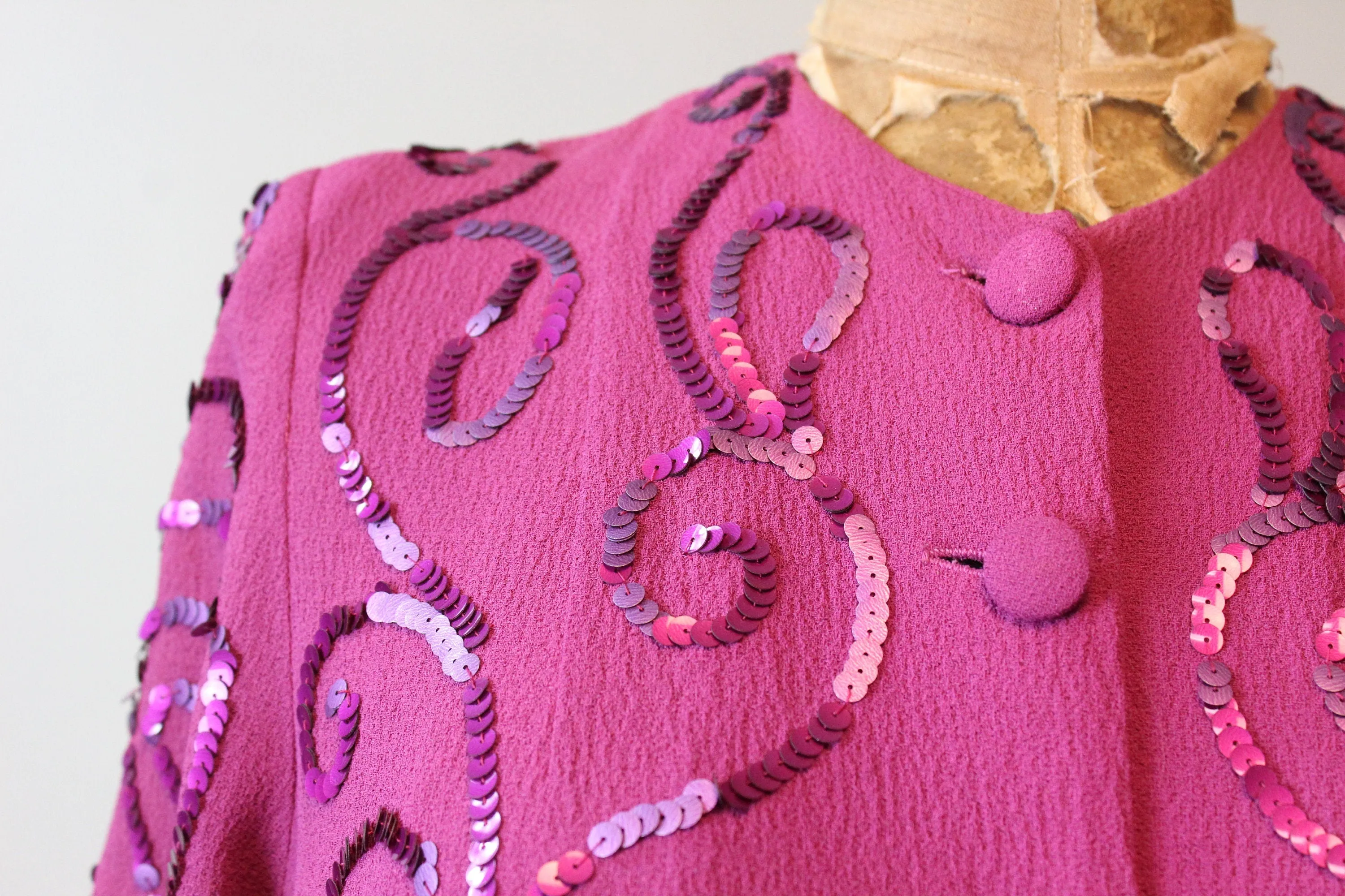 1940s RASPBERRY sequin blouse small | new winter