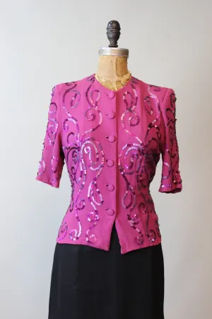1940s RASPBERRY sequin blouse small | new winter
