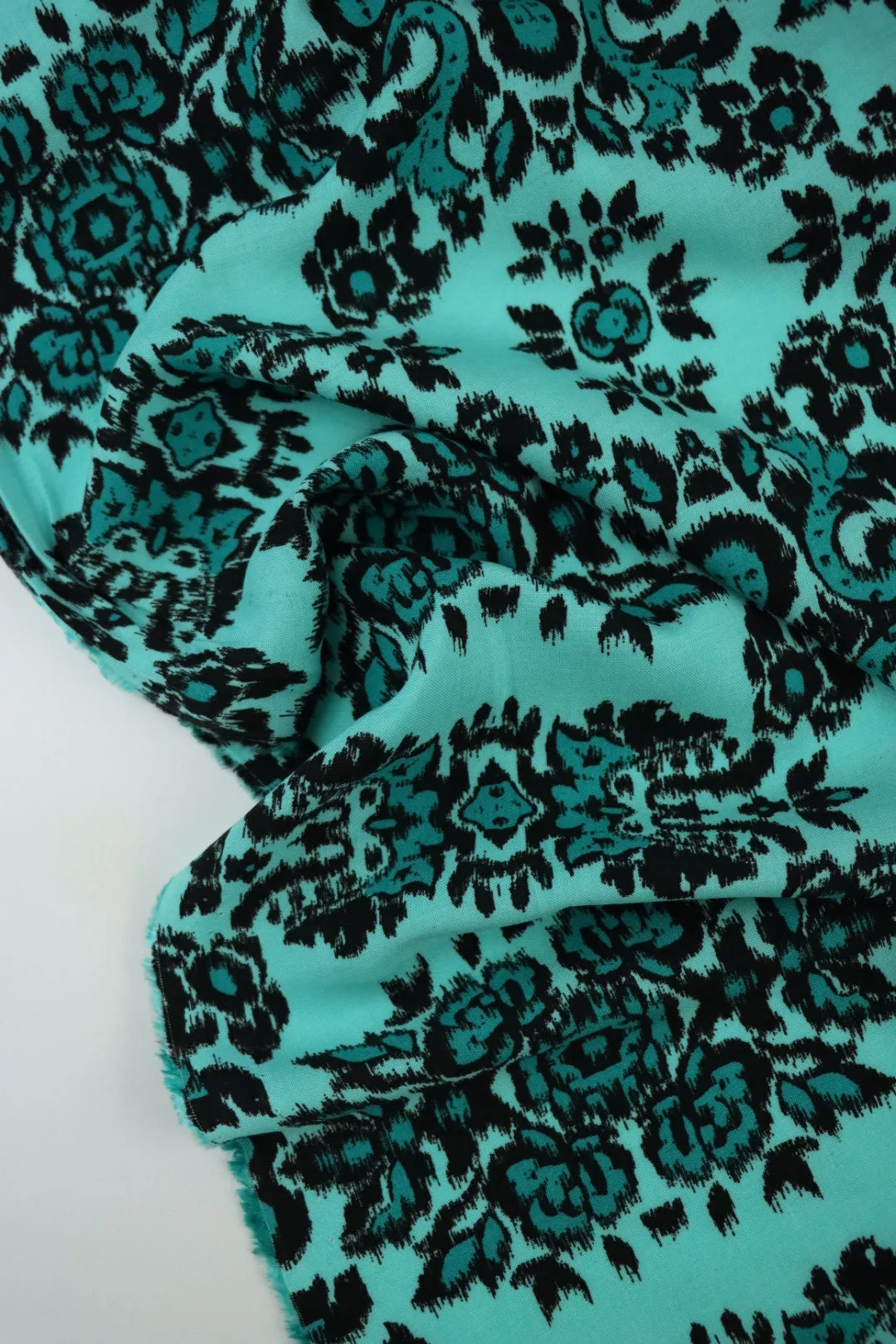 33IN REMNANT; Tinsley on Aqua Rayon Challis