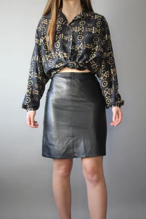 80s 100% Silk Geometric Blouse M-XL