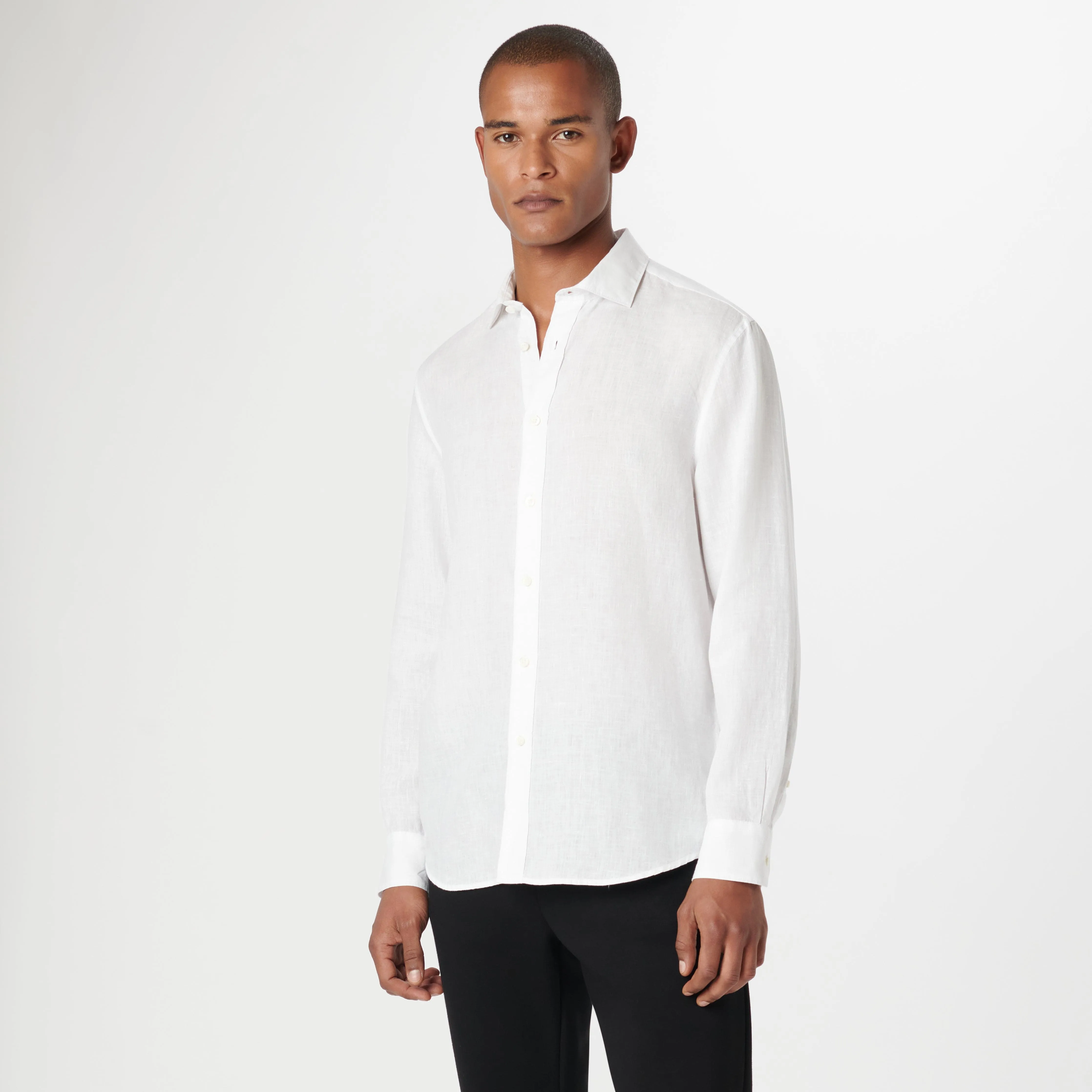 Axel Solid Linen Shirt- White