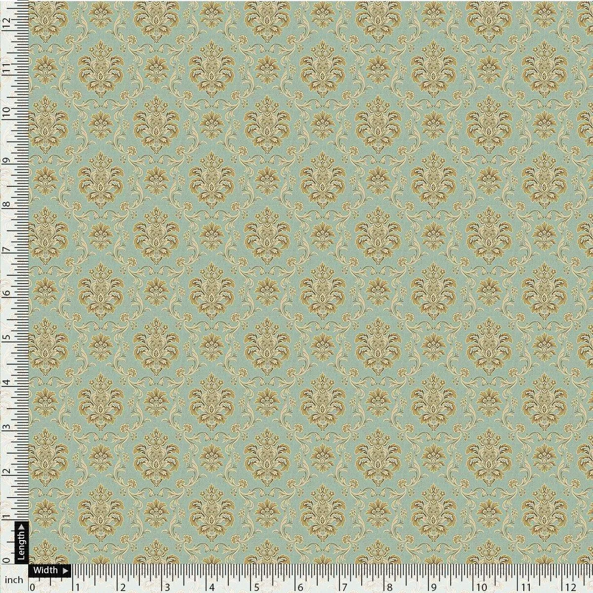 Beautiful Golden Fleur De Lis Pattern Digital Printed Fabric - Pure Muslin