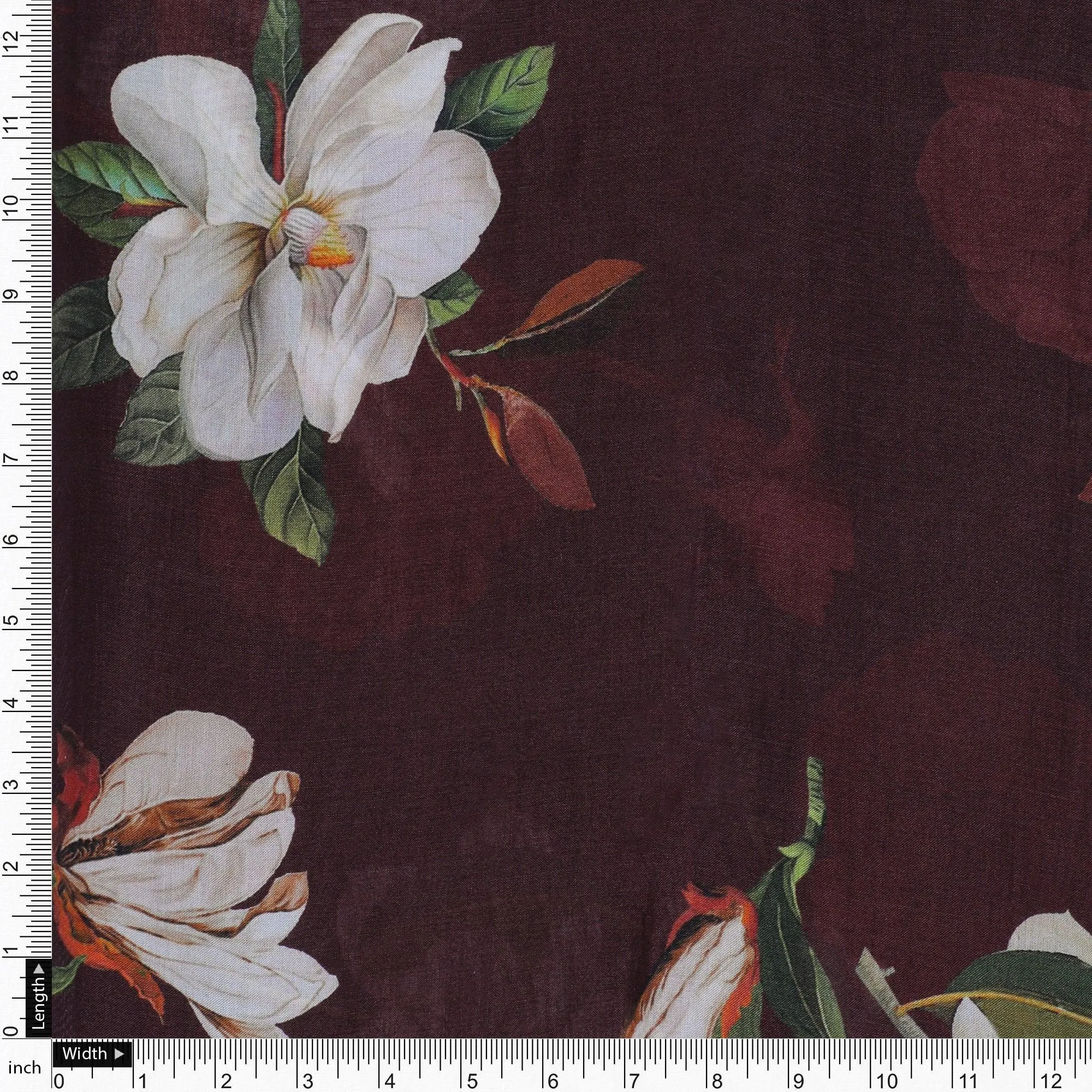 Big White Flower Repeat Digital Printed Fabric - Pure Muslin
