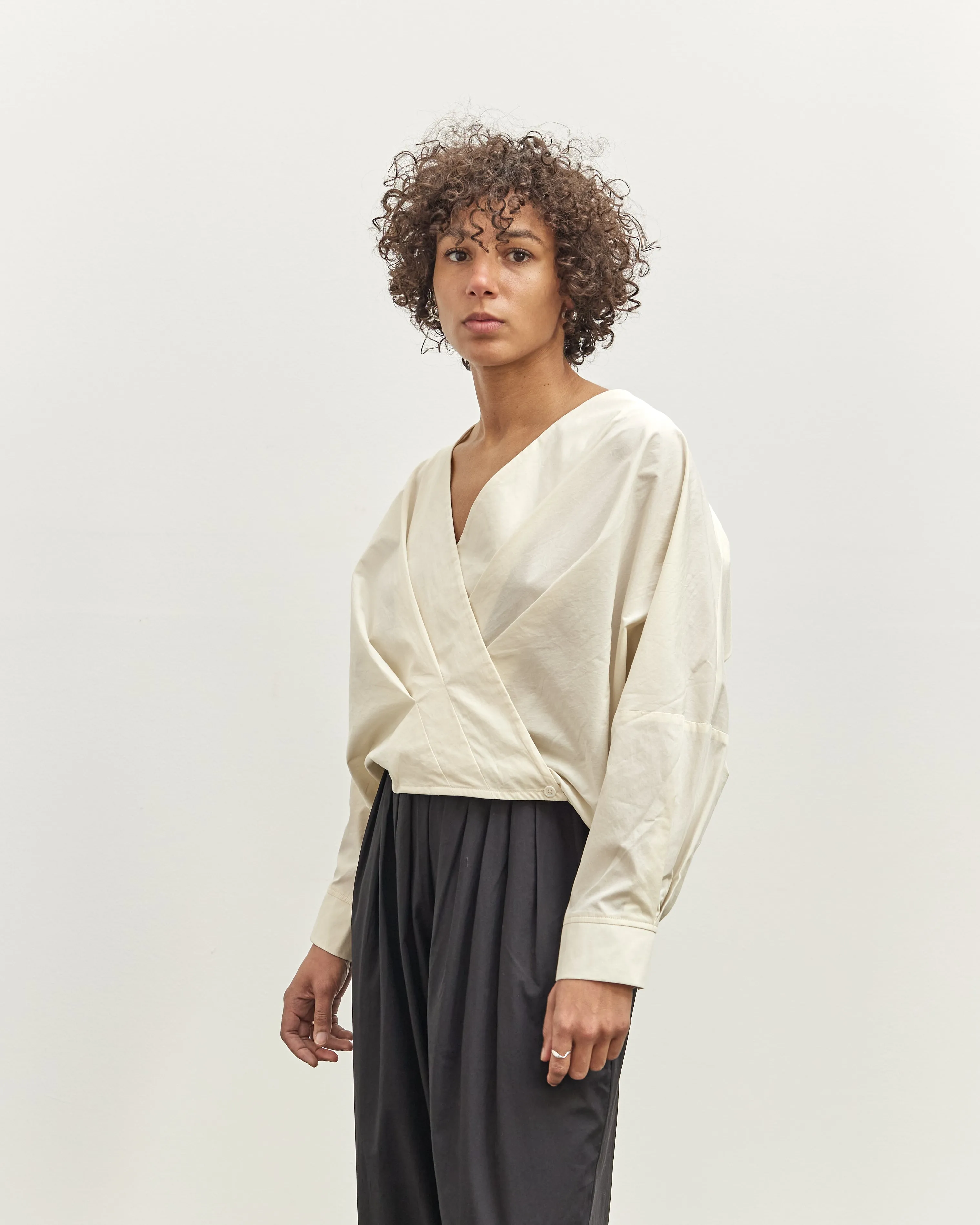 Black Crane Cross Shirt, Cream