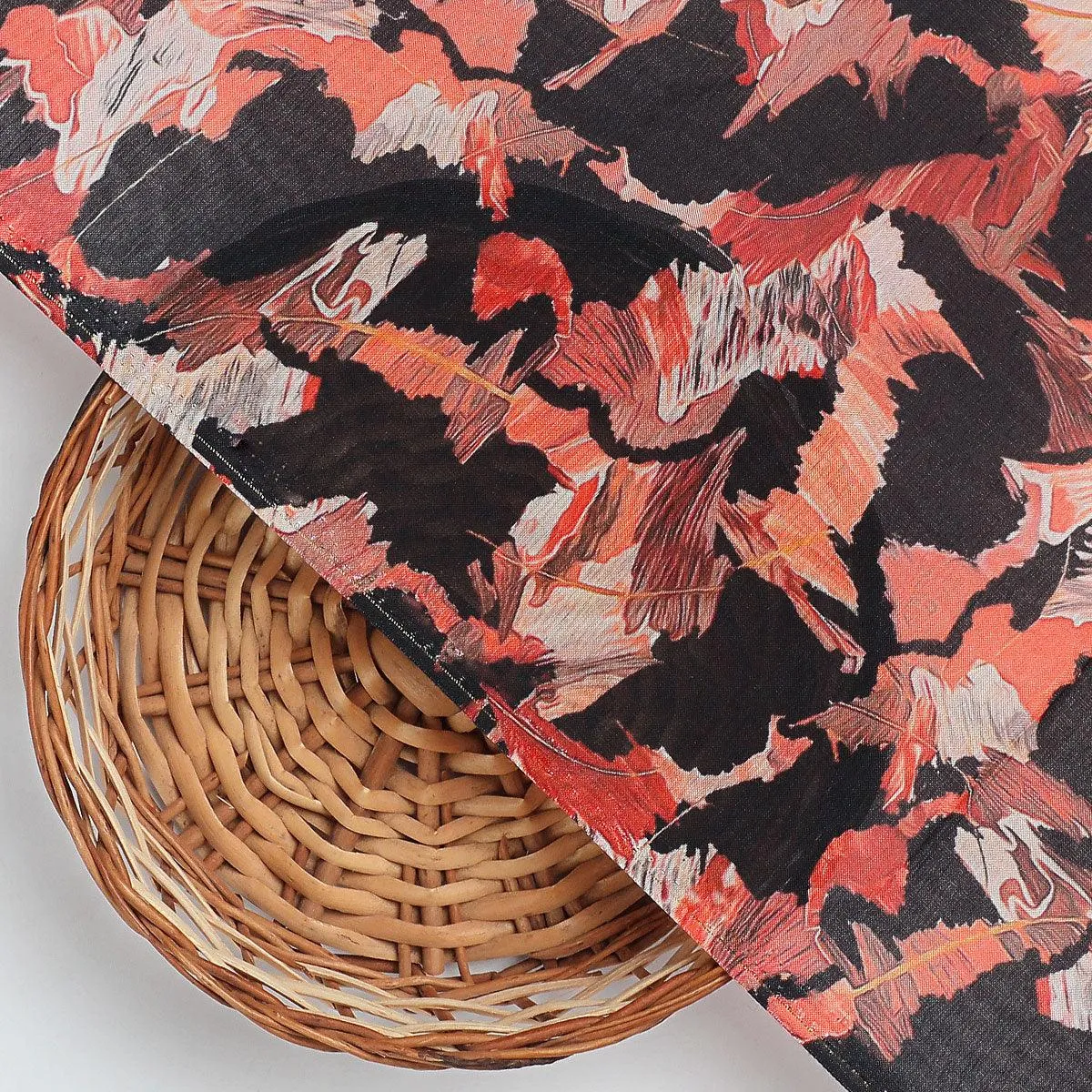Black Watercolor Printed Pure Muslin Fabric