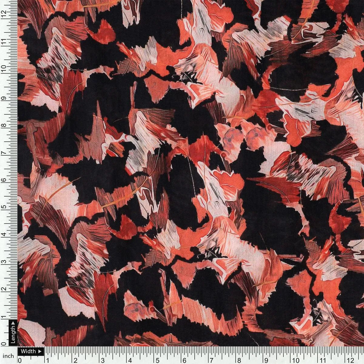 Black Watercolor Printed Pure Muslin Fabric