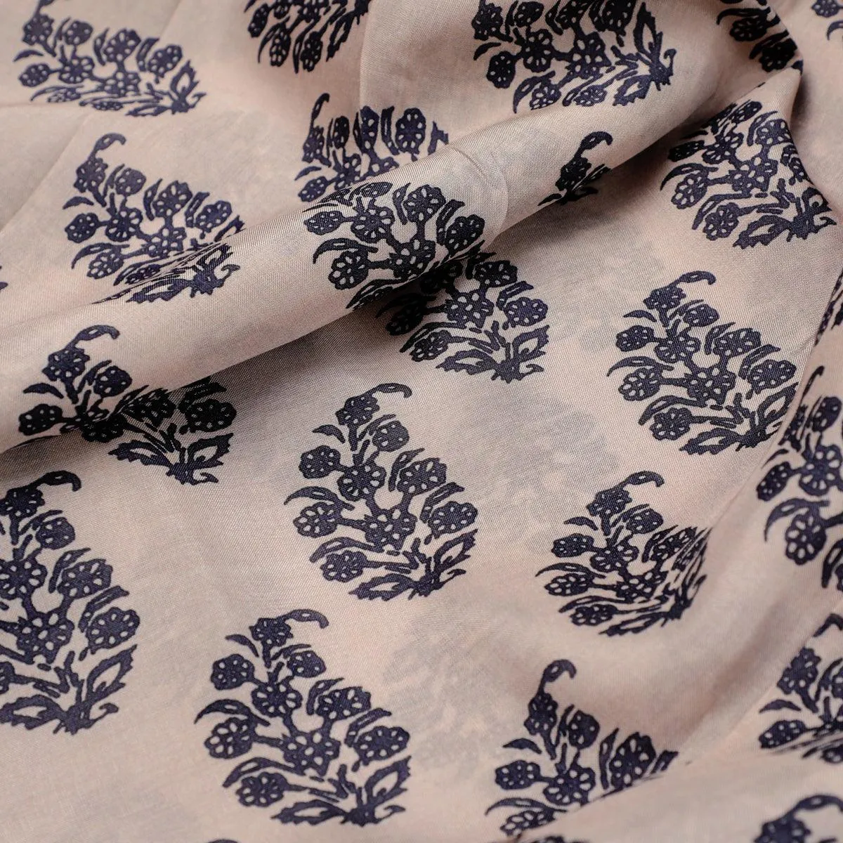 Block Print Motif Digital Printed Fabric - Pure Muslin