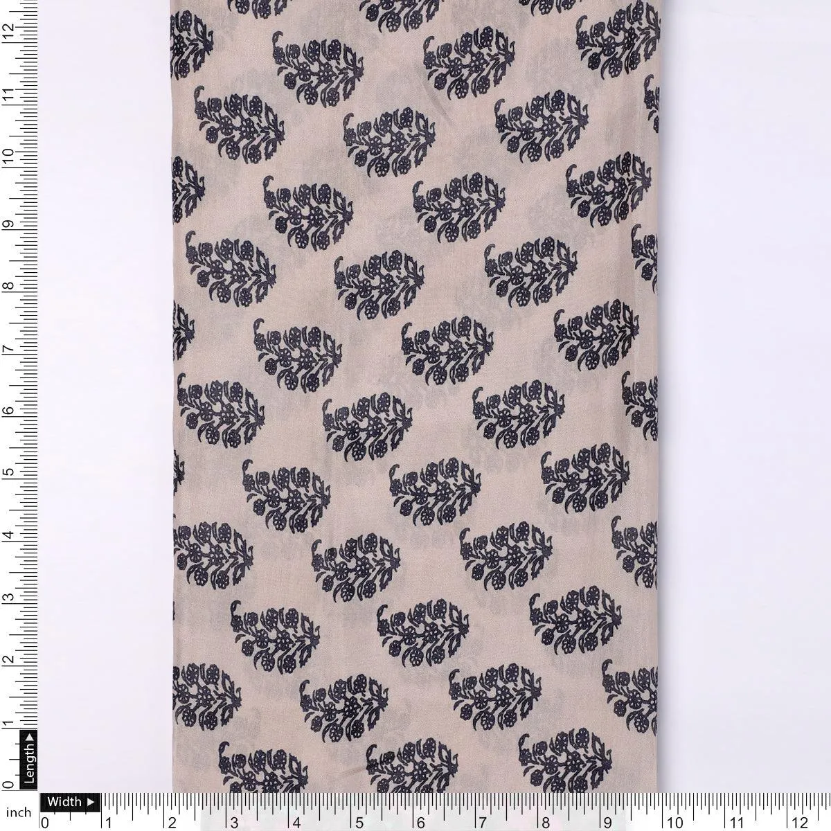 Block Print Motif Digital Printed Fabric - Pure Muslin