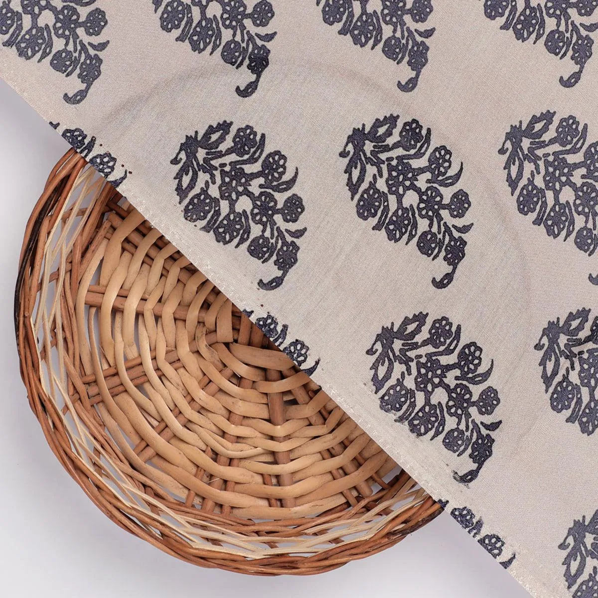 Block Print Motif Digital Printed Fabric - Pure Muslin