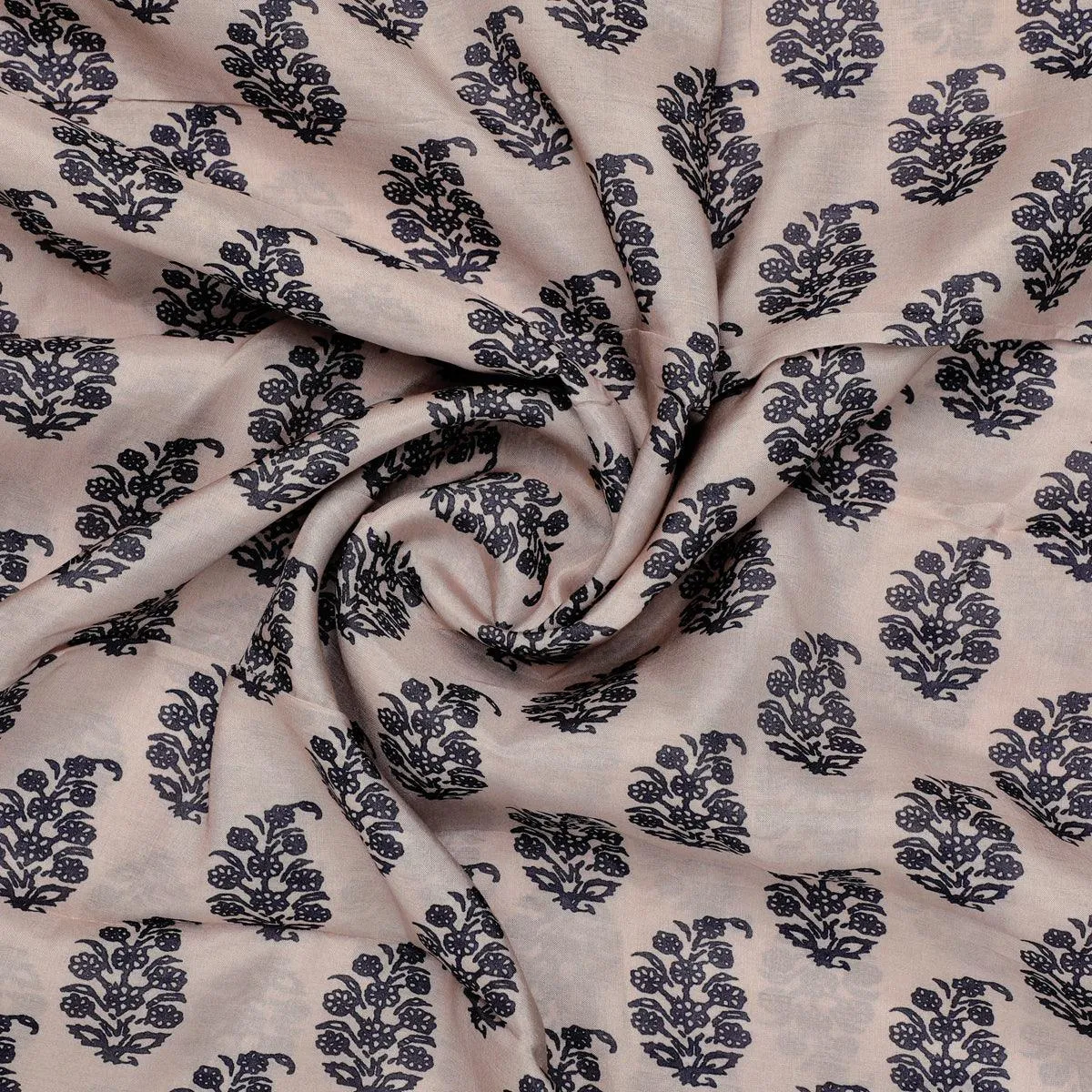 Block Print Motif Digital Printed Fabric - Pure Muslin