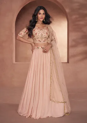 Blush Peach Premium Silk Designer Party Wear Lehenga Choli