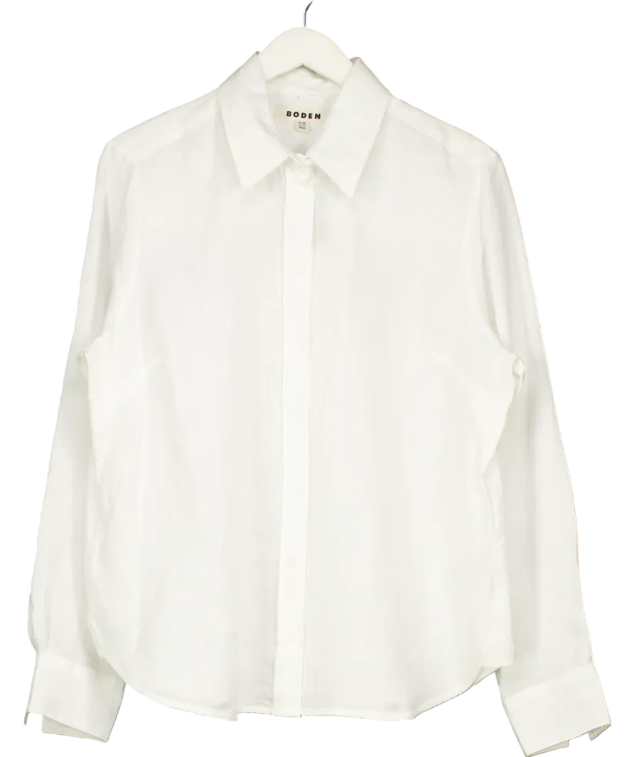 Boden White Sienna Linen Shirt UK 18