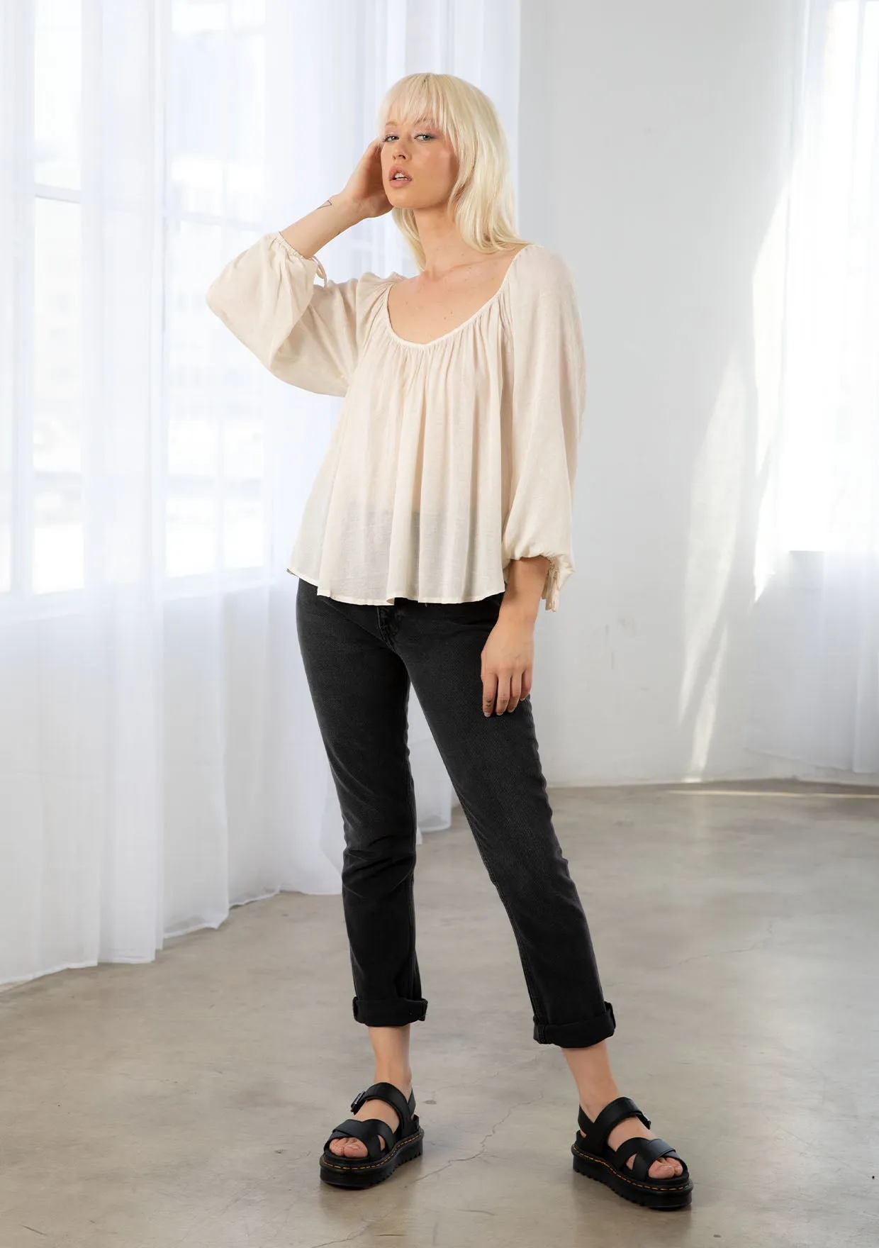 Bohemian Long Sleeve V Neck Floral Top