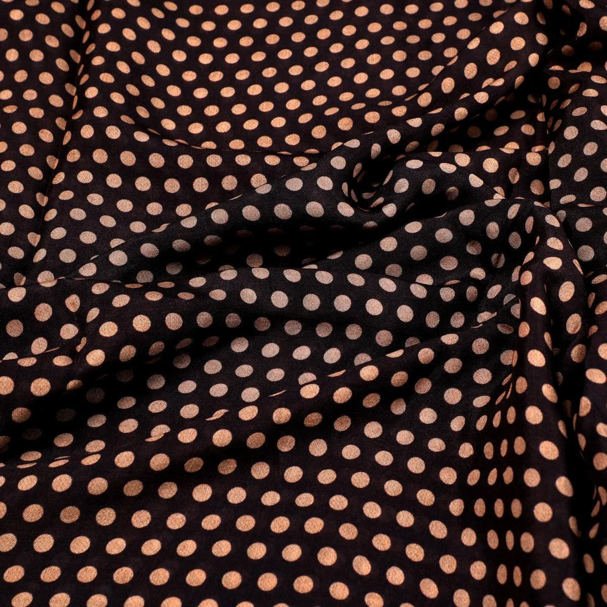 Brown Polka Dot Digital Printed Fabric - Pure Muslin