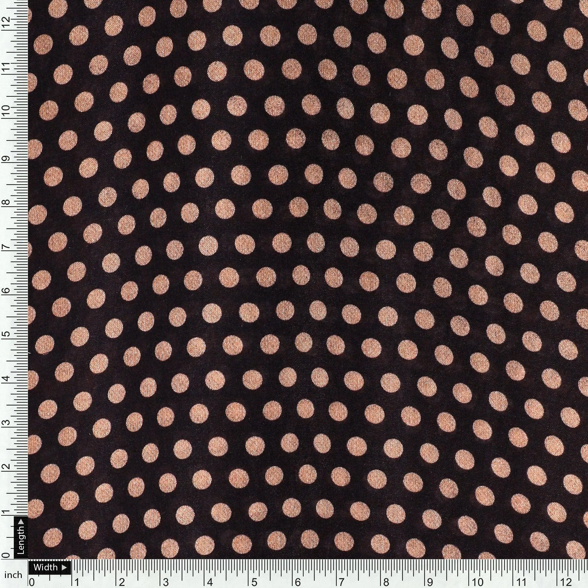 Brown Polka Dot Digital Printed Fabric - Pure Muslin