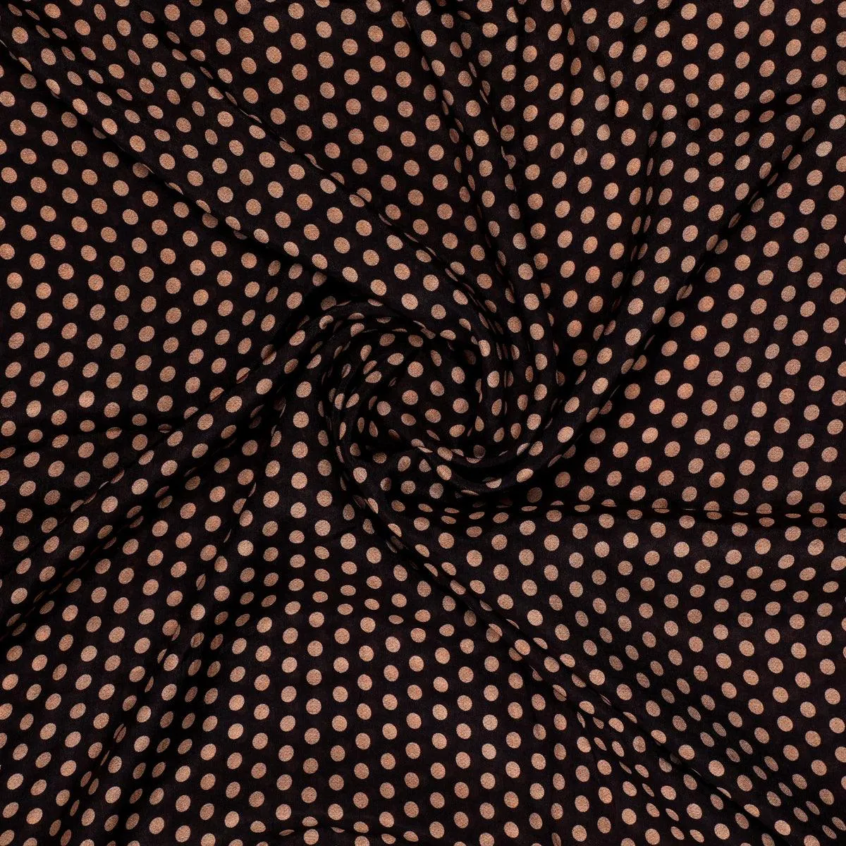 Brown Polka Dot Digital Printed Fabric - Pure Muslin