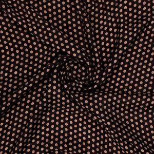 Brown Polka Dot Digital Printed Fabric - Pure Muslin