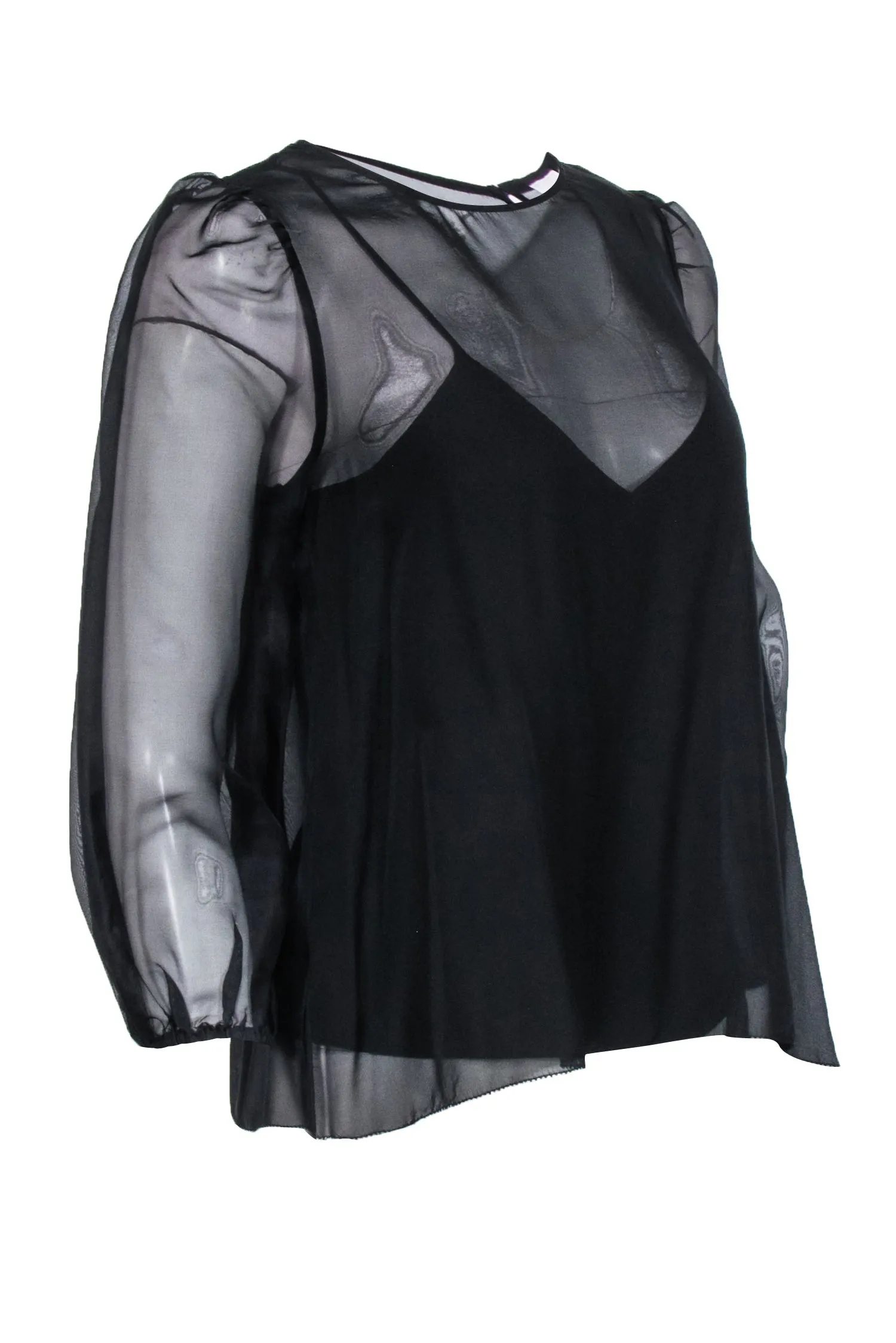 Cami - Black Semi Sheer Blouse Sz S