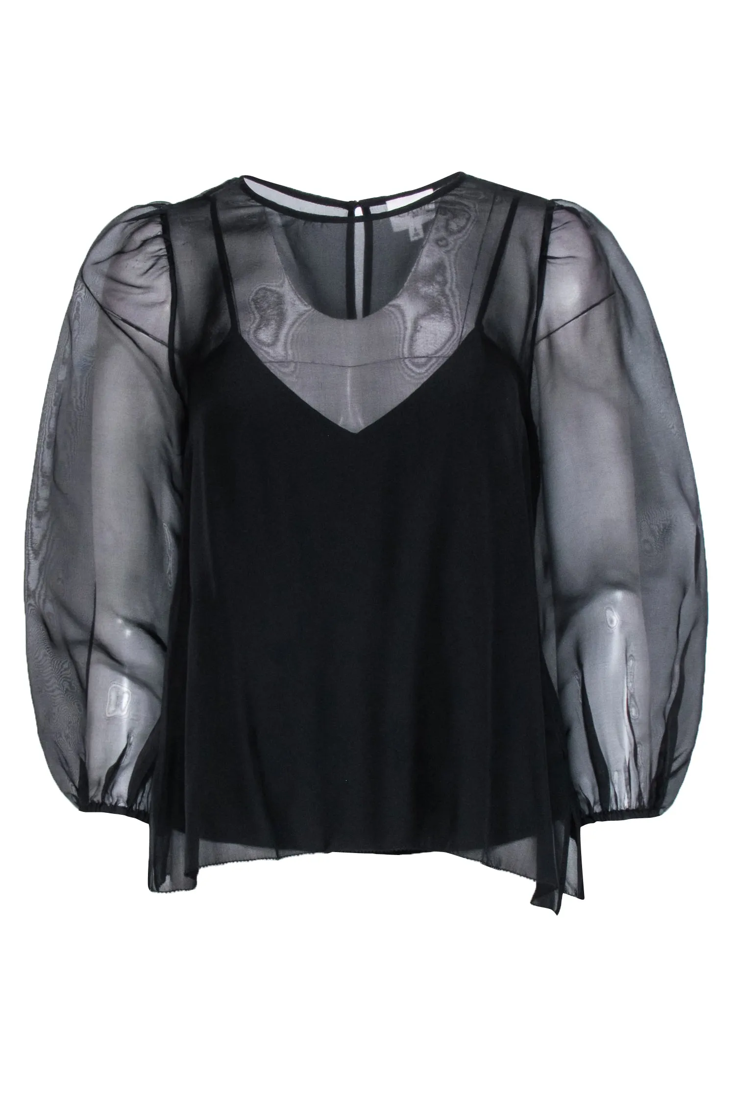 Cami - Black Semi Sheer Blouse Sz S