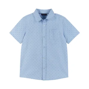 Chambray Short Sleeve Buttondown Shirt (8 - 18 Years) | Light Blue Geometric Print