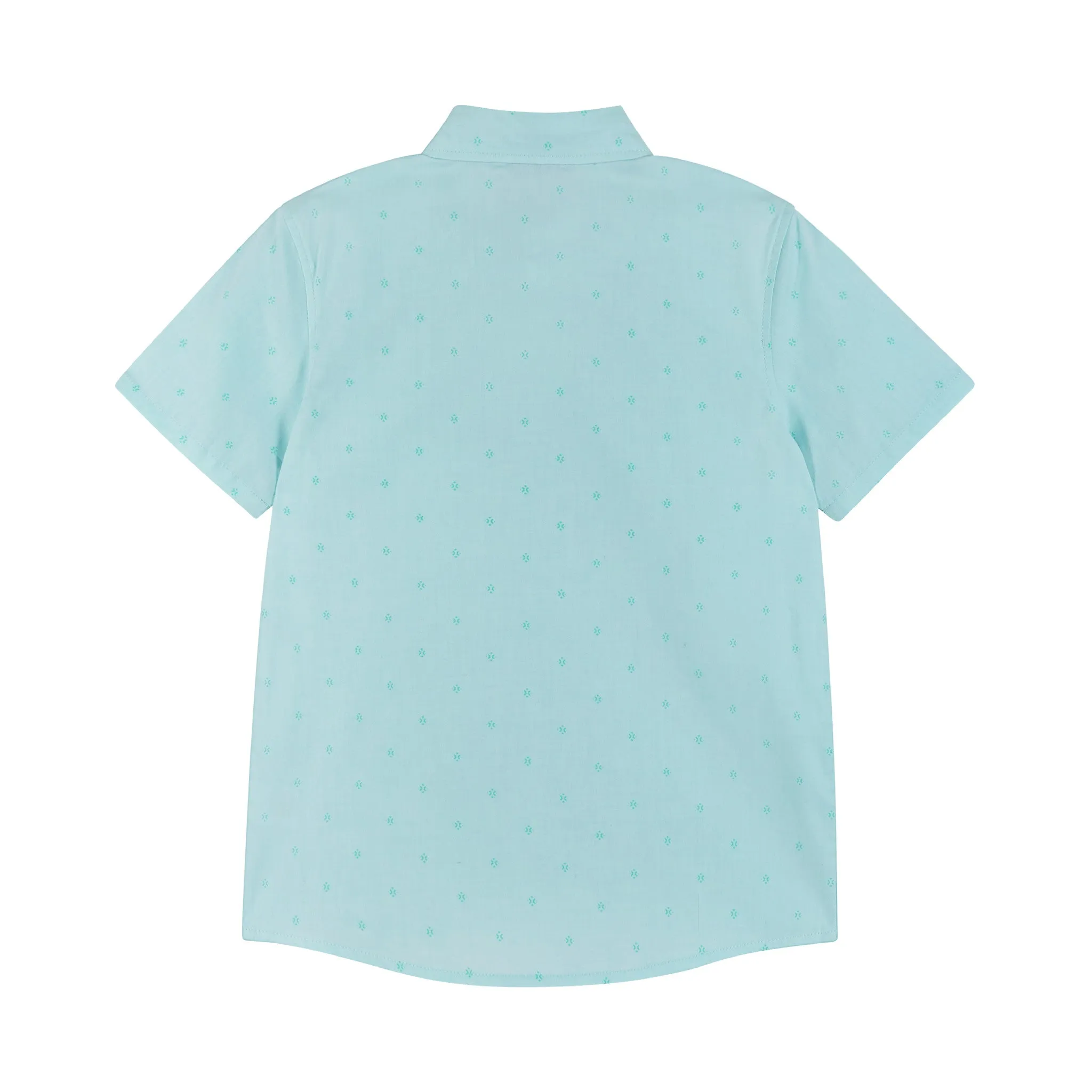 Chambray Short Sleeve Buttondown Shirt (Sizes 8-18 Years) | Tonal Mint Geometric Print