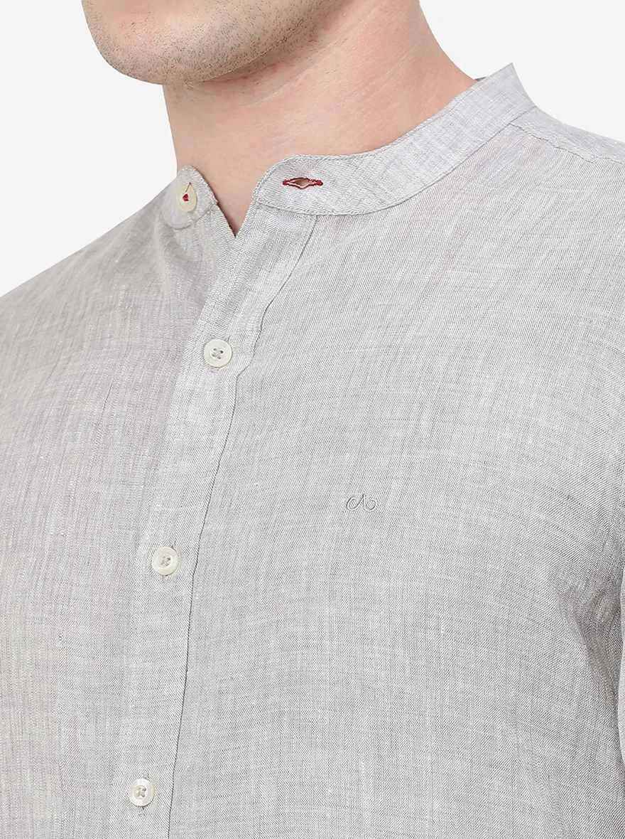 Charcoal Grey Solid Slim Fit Casual Shirt | JadeBlue