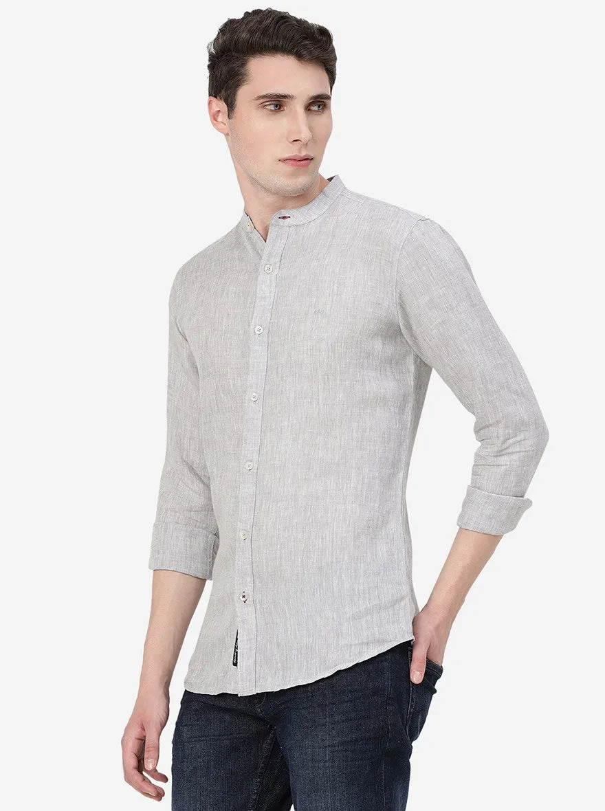 Charcoal Grey Solid Slim Fit Casual Shirt | JadeBlue