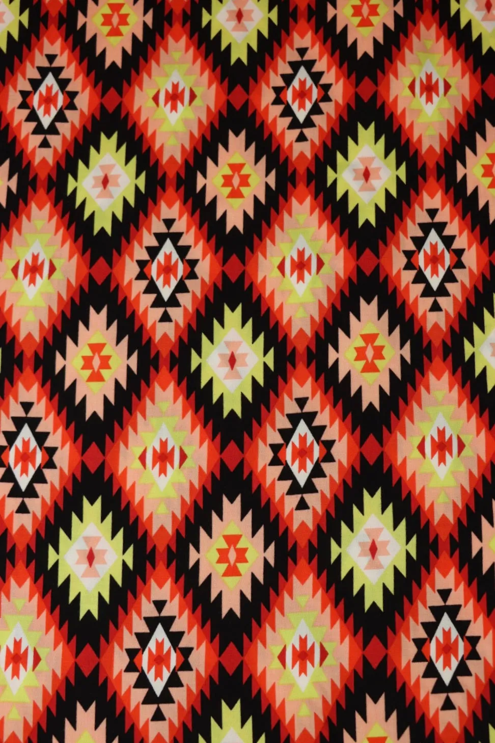 Citrine & Red Edgy Diamonds Rayon Challis