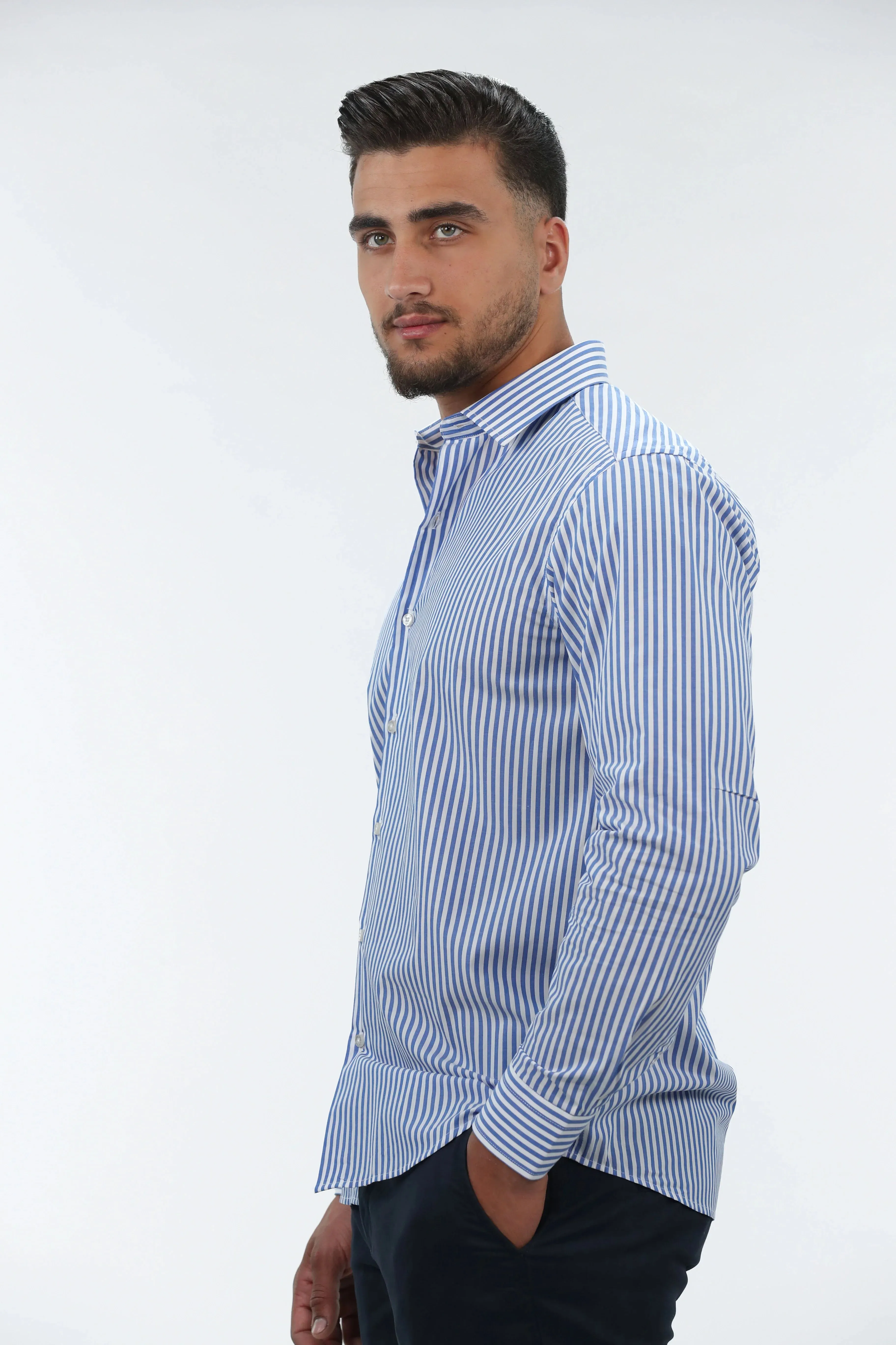 Classic Blue Shirt With Button To Close