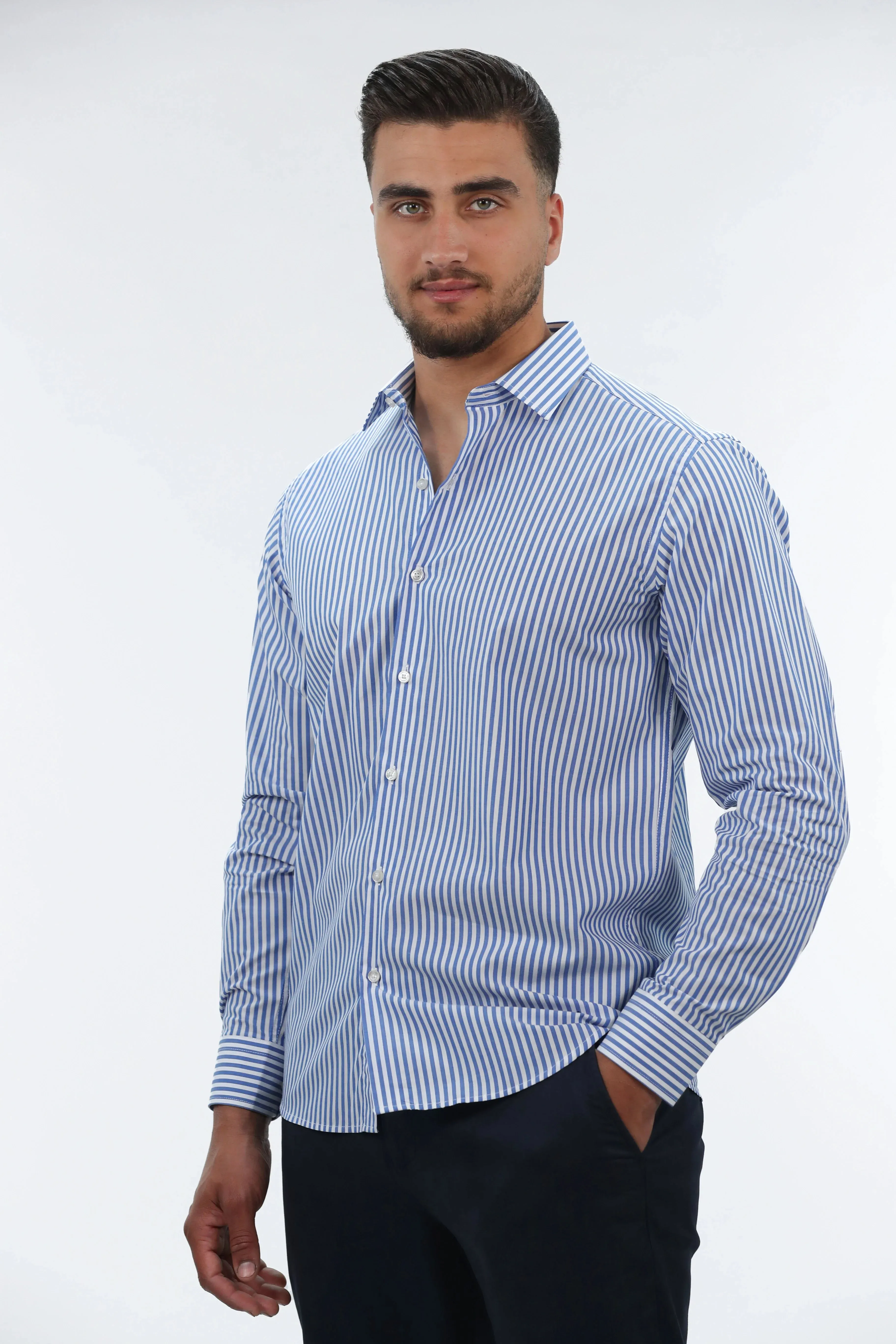 Classic Blue Shirt With Button To Close