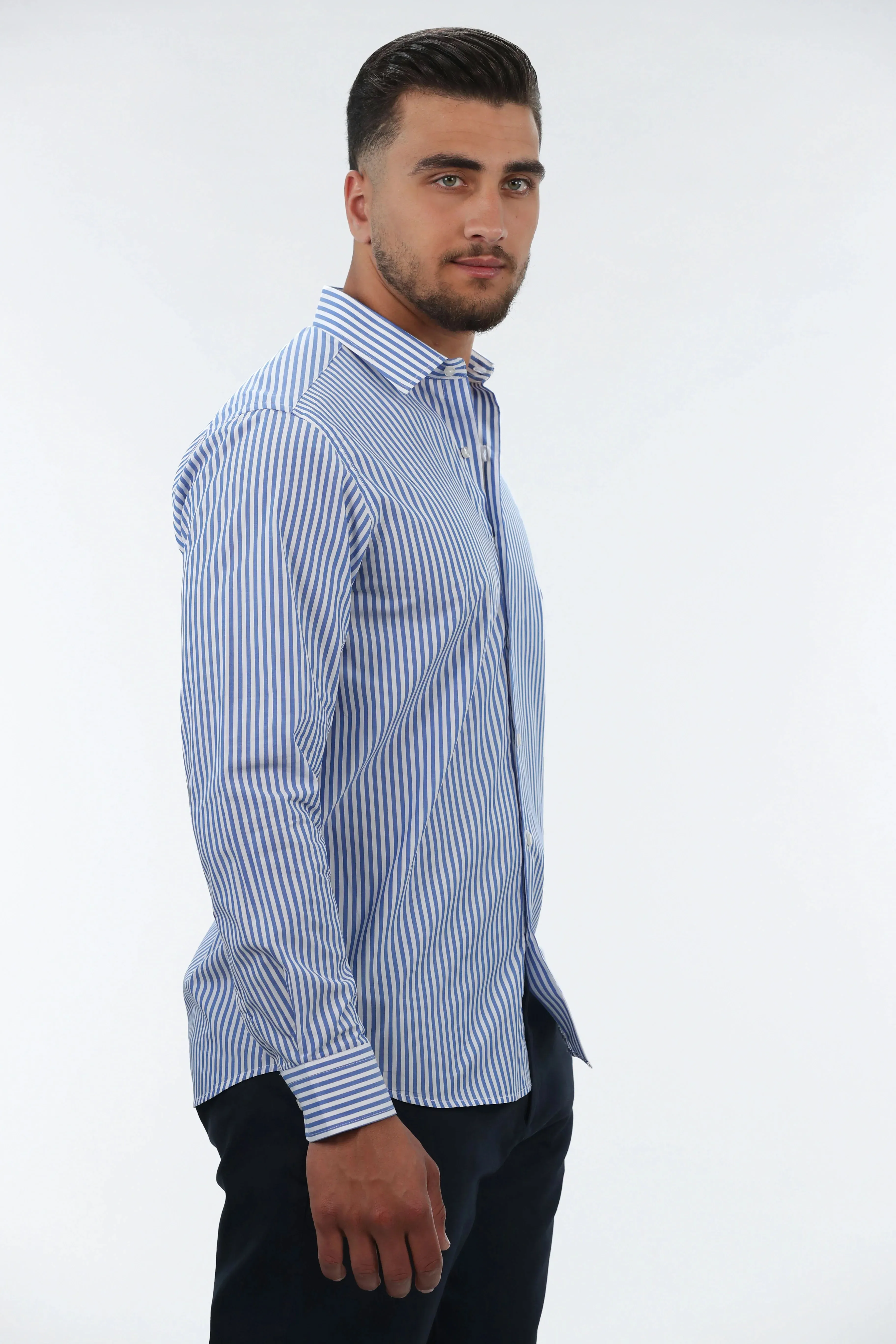 Classic Blue Shirt With Button To Close