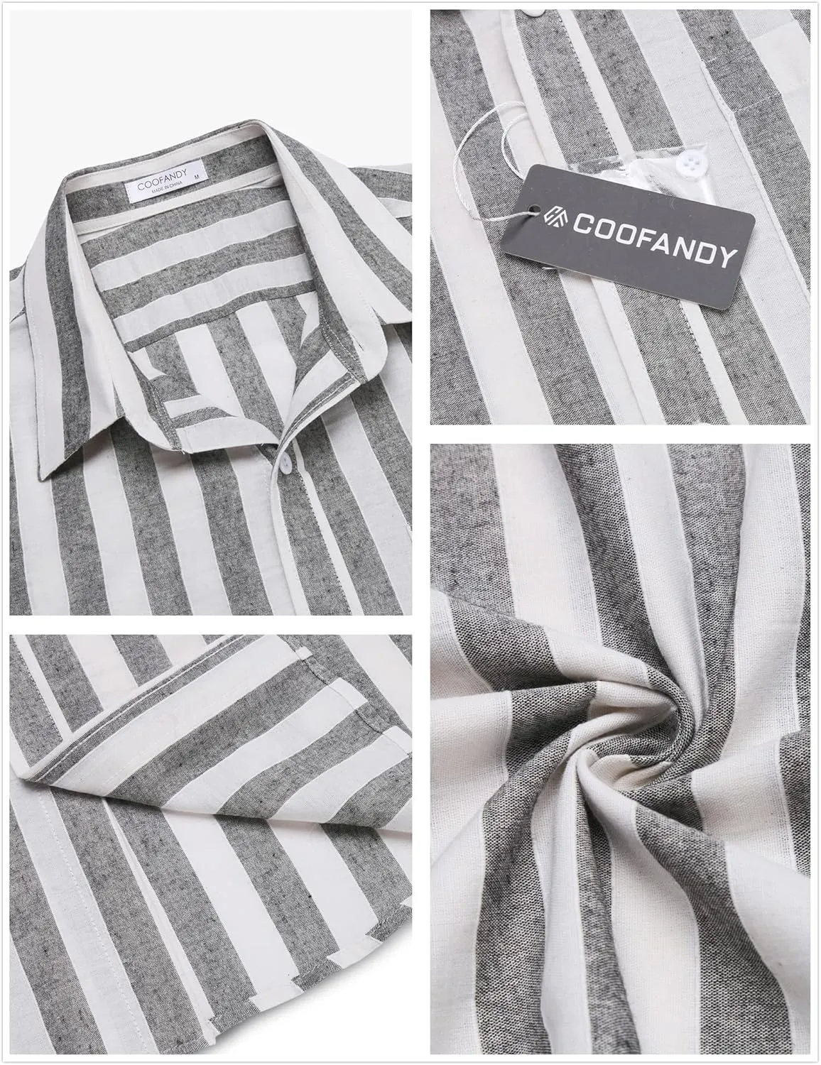 COOFANDY Men's Linen Casual Short Sleeve Shirt Button Down Summer Beach Wedding Shirts