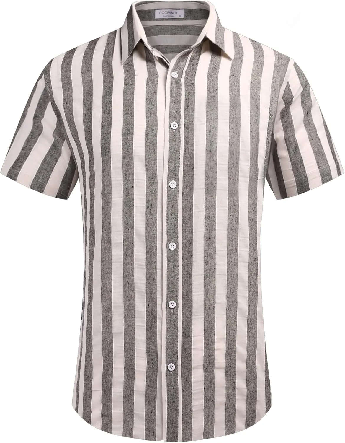 COOFANDY Men's Linen Casual Short Sleeve Shirt Button Down Summer Beach Wedding Shirts