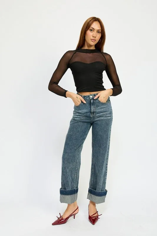 COURT SHEER RUCHED TOP