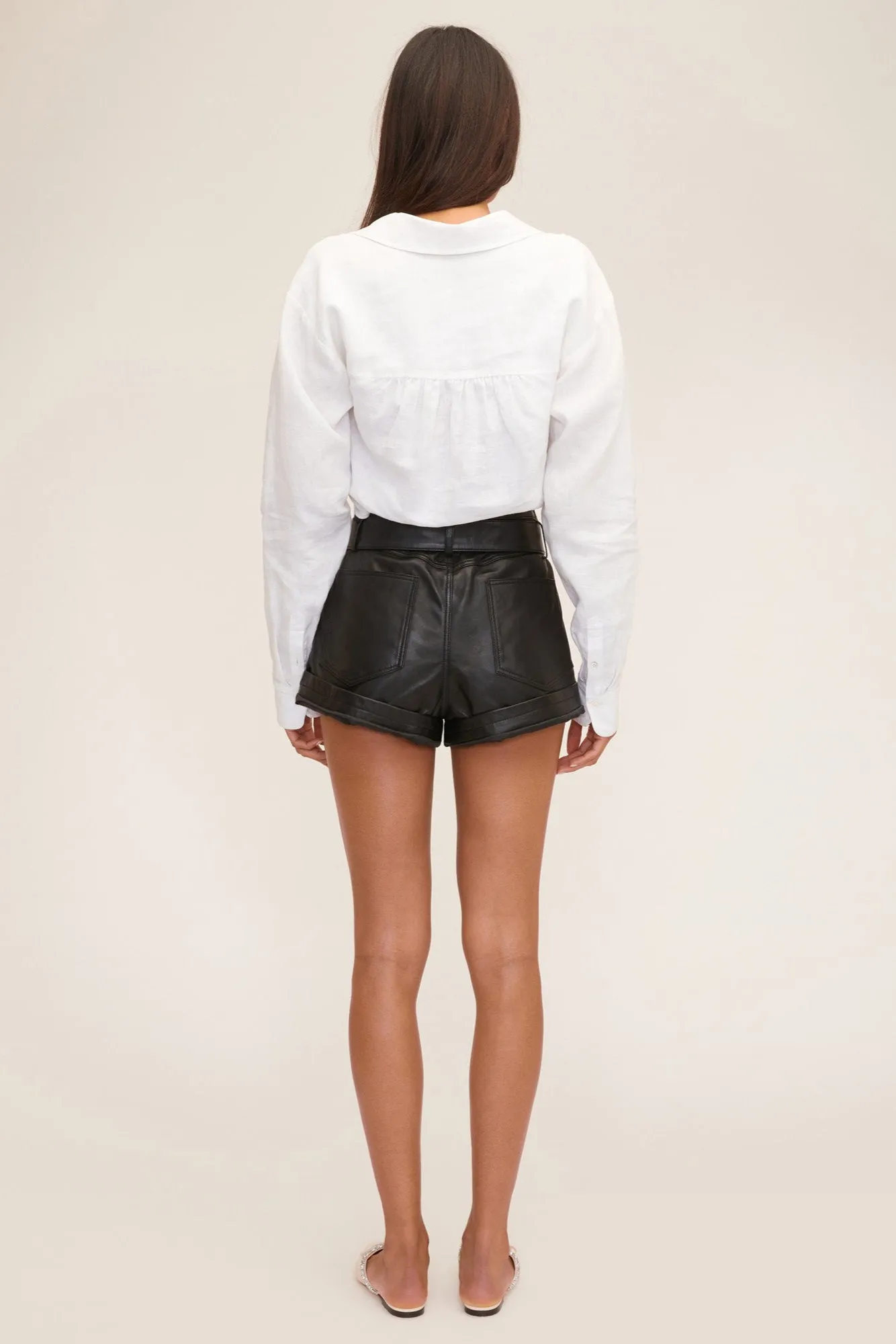 Cropped Linen Blouse in White