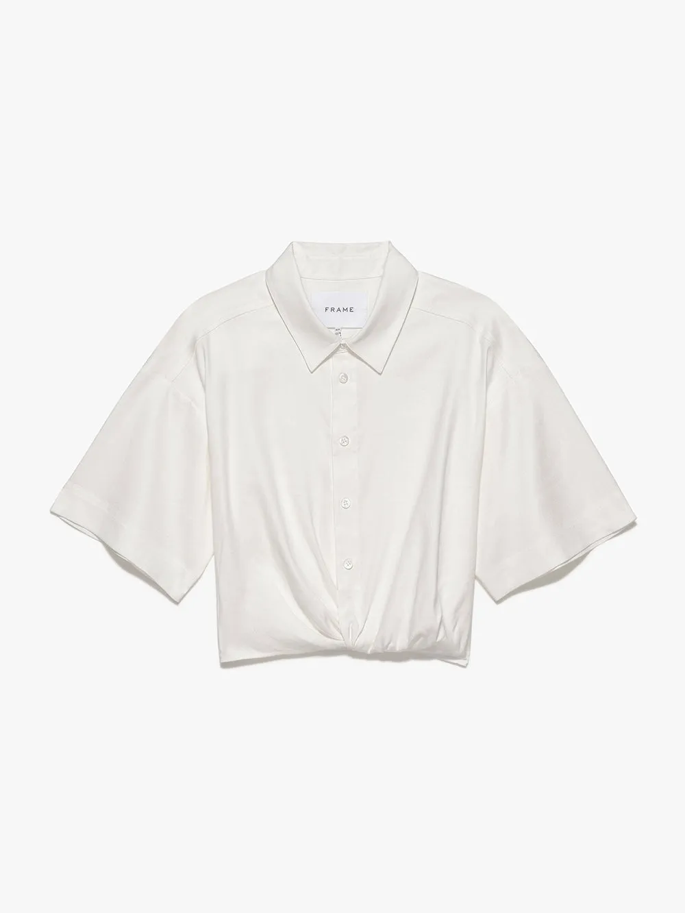Cropped Twist Front Shirt -- Off White