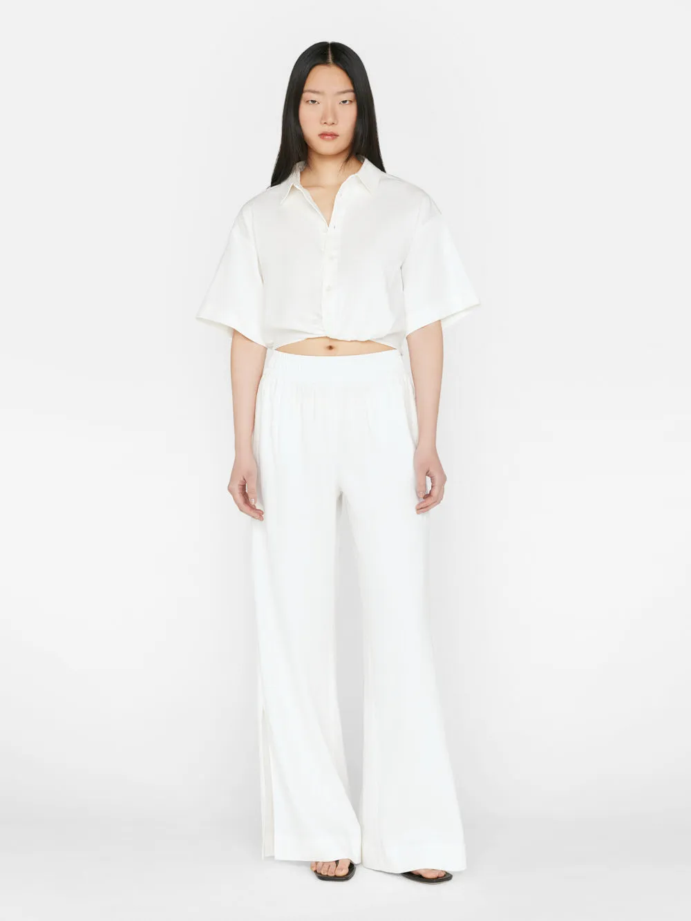 Cropped Twist Front Shirt -- Off White