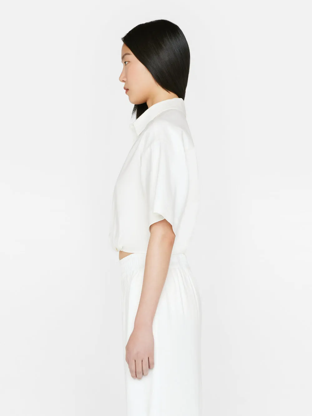 Cropped Twist Front Shirt -- Off White