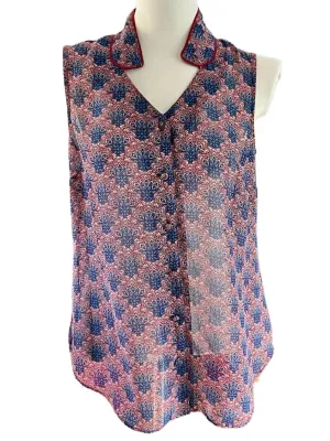 Dark Winter Floral Print Semi-Sheer Sleeveless Blouse