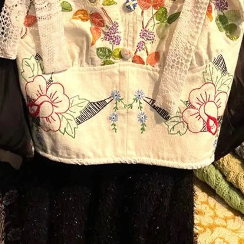 Embroidered Bandage Bow Cotton Short Top