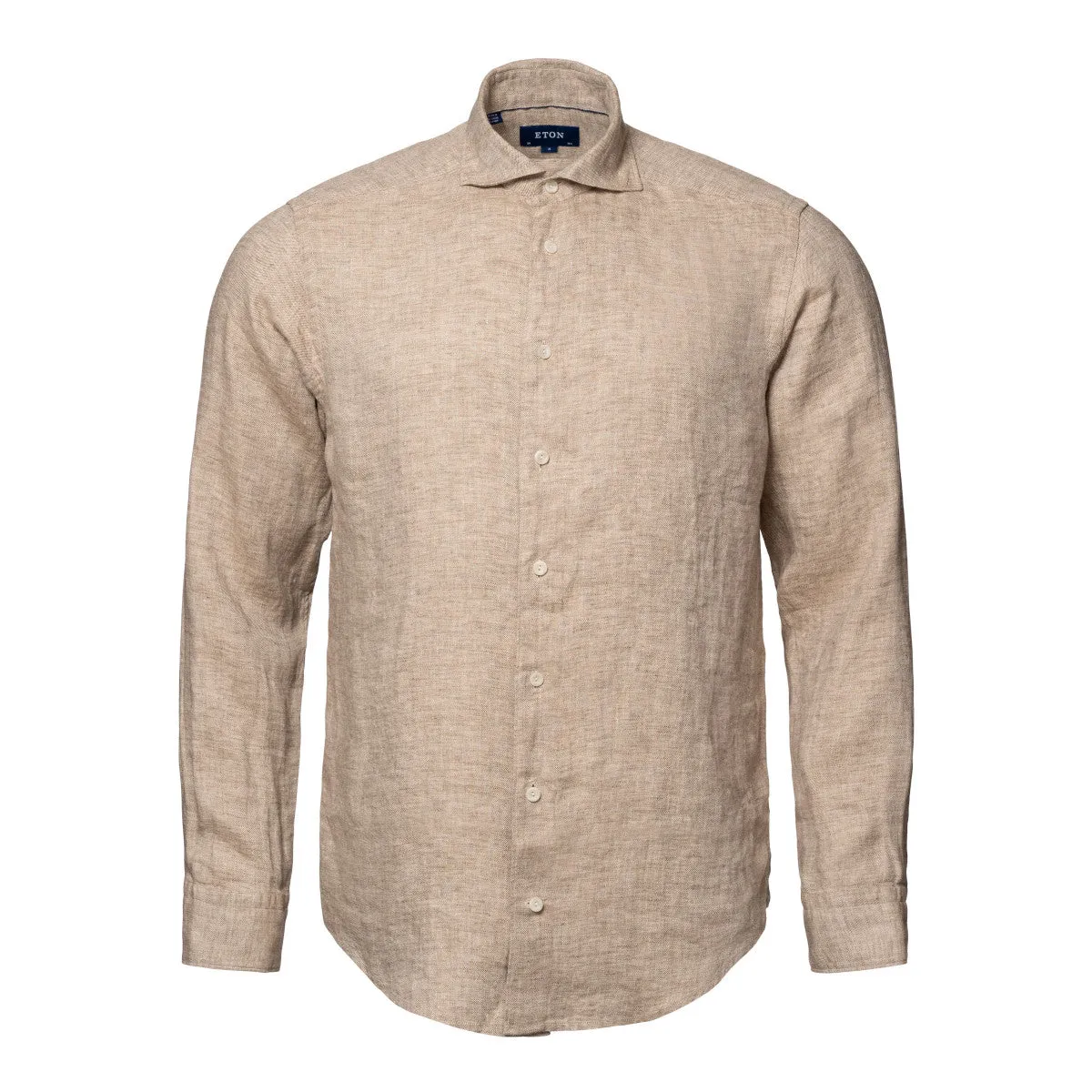 Eton Twill Linen Shirt 38 Sand