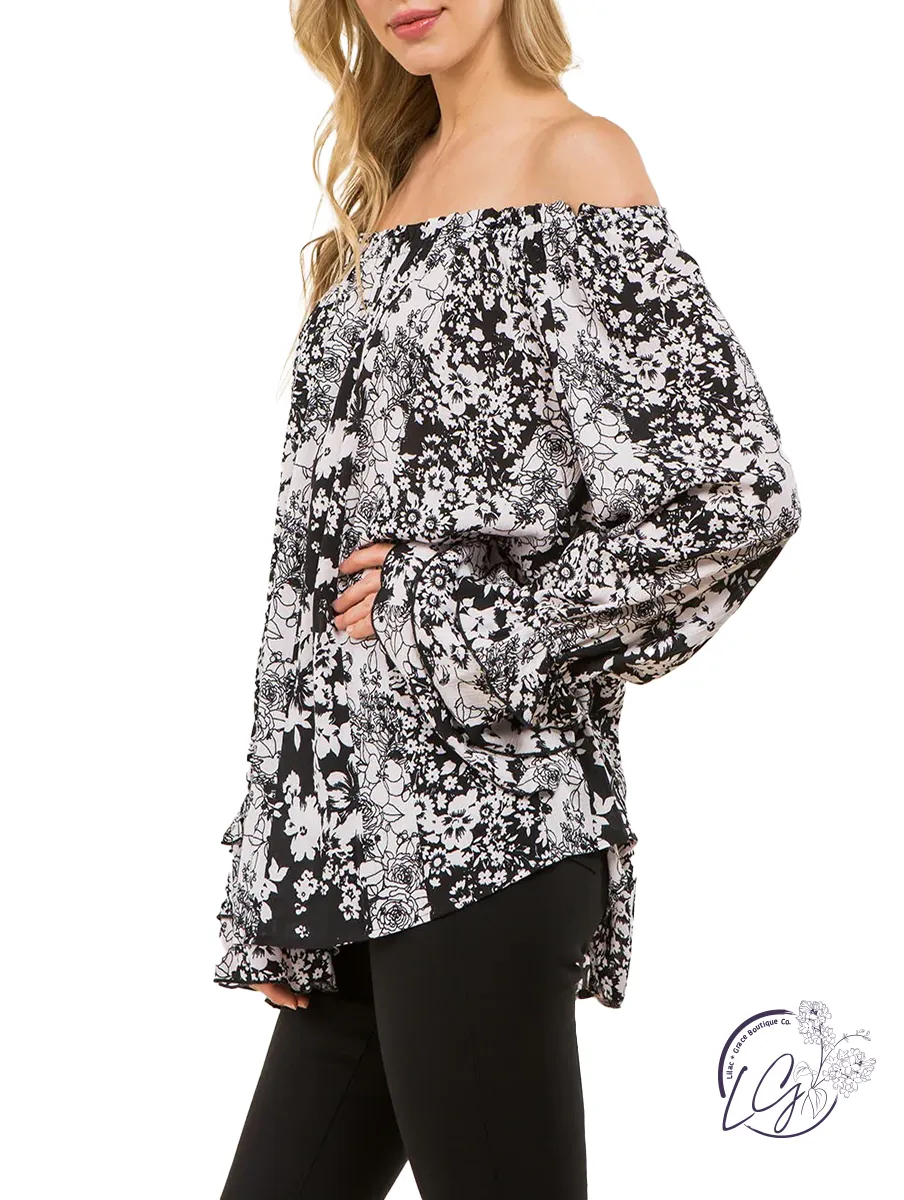 Evening Strut Floral Off the Shoulder Blouse