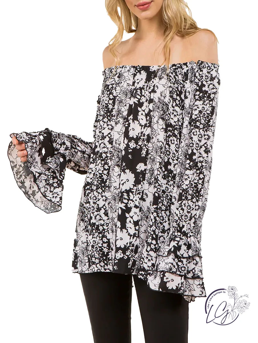 Evening Strut Floral Off the Shoulder Blouse