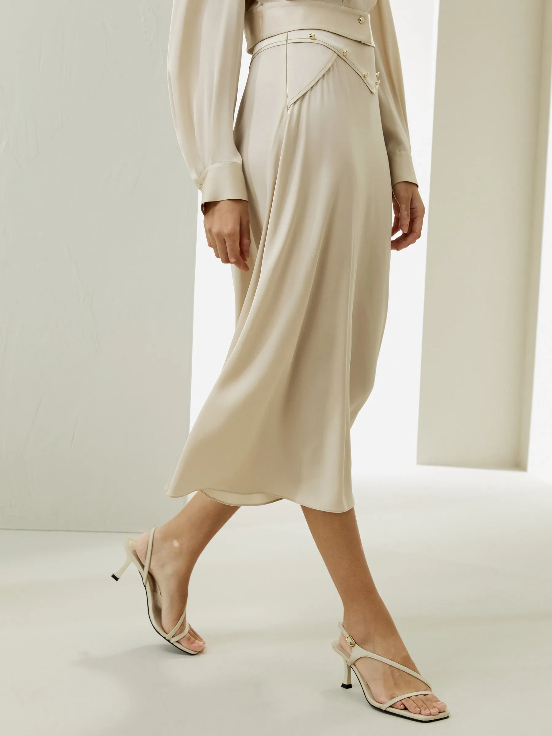 Flowy A-line Midi Skirt With Gridle
