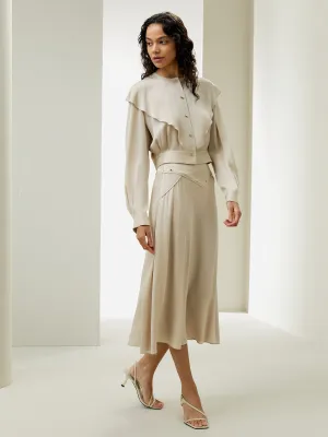 Flowy A-line Midi Skirt With Gridle