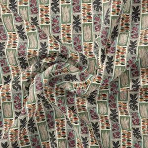 Funky Jungle Flower Vintage Digital Printed Fabric - Pure Muslin