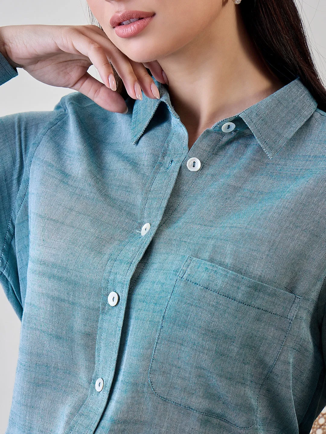 Green Soft Linen Boyfriend Shirt