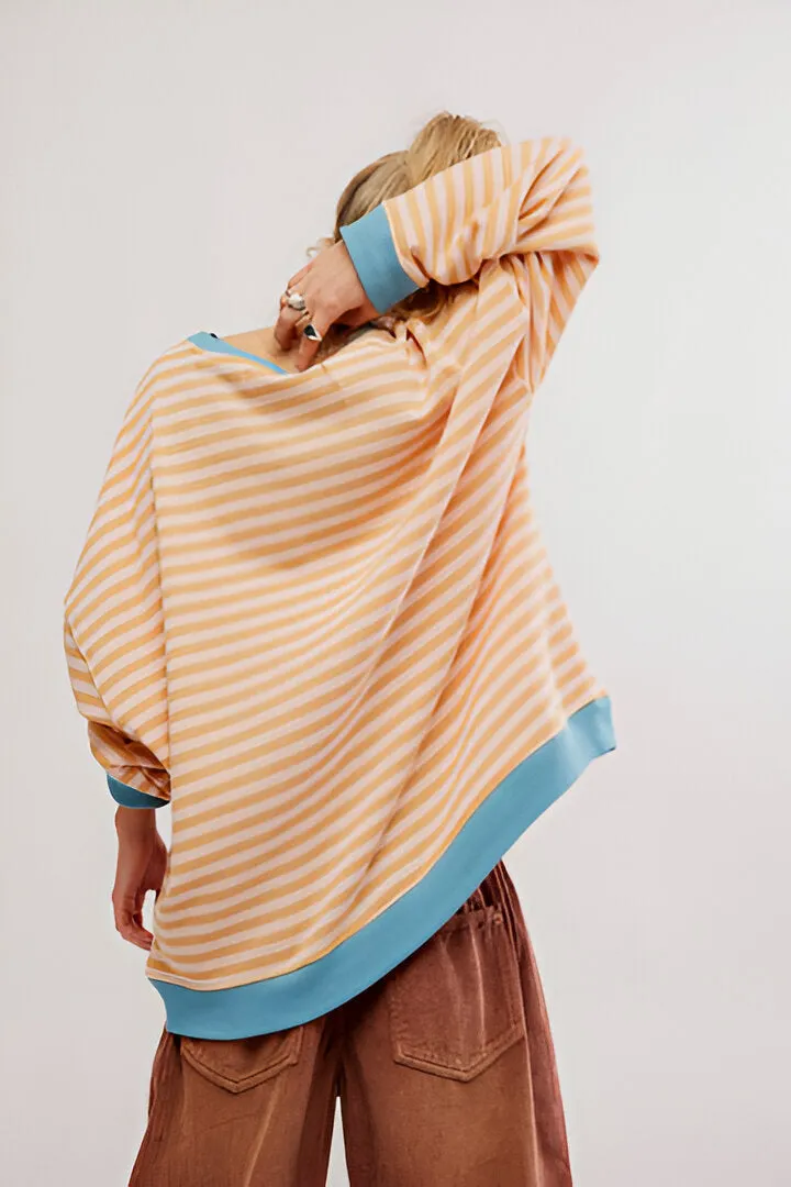 Ivyshape | Classic Oversized Striped Shirt