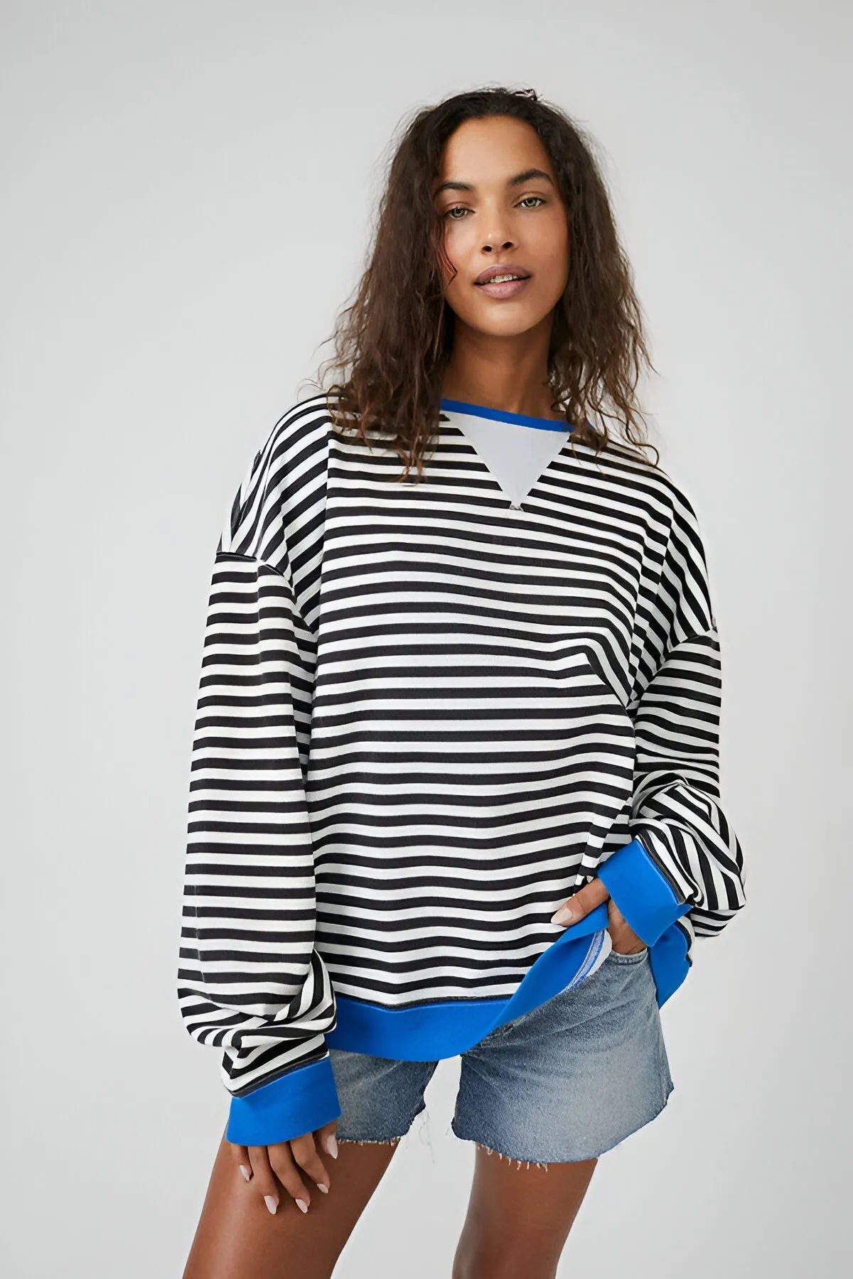 Ivyshape | Classic Oversized Striped Shirt