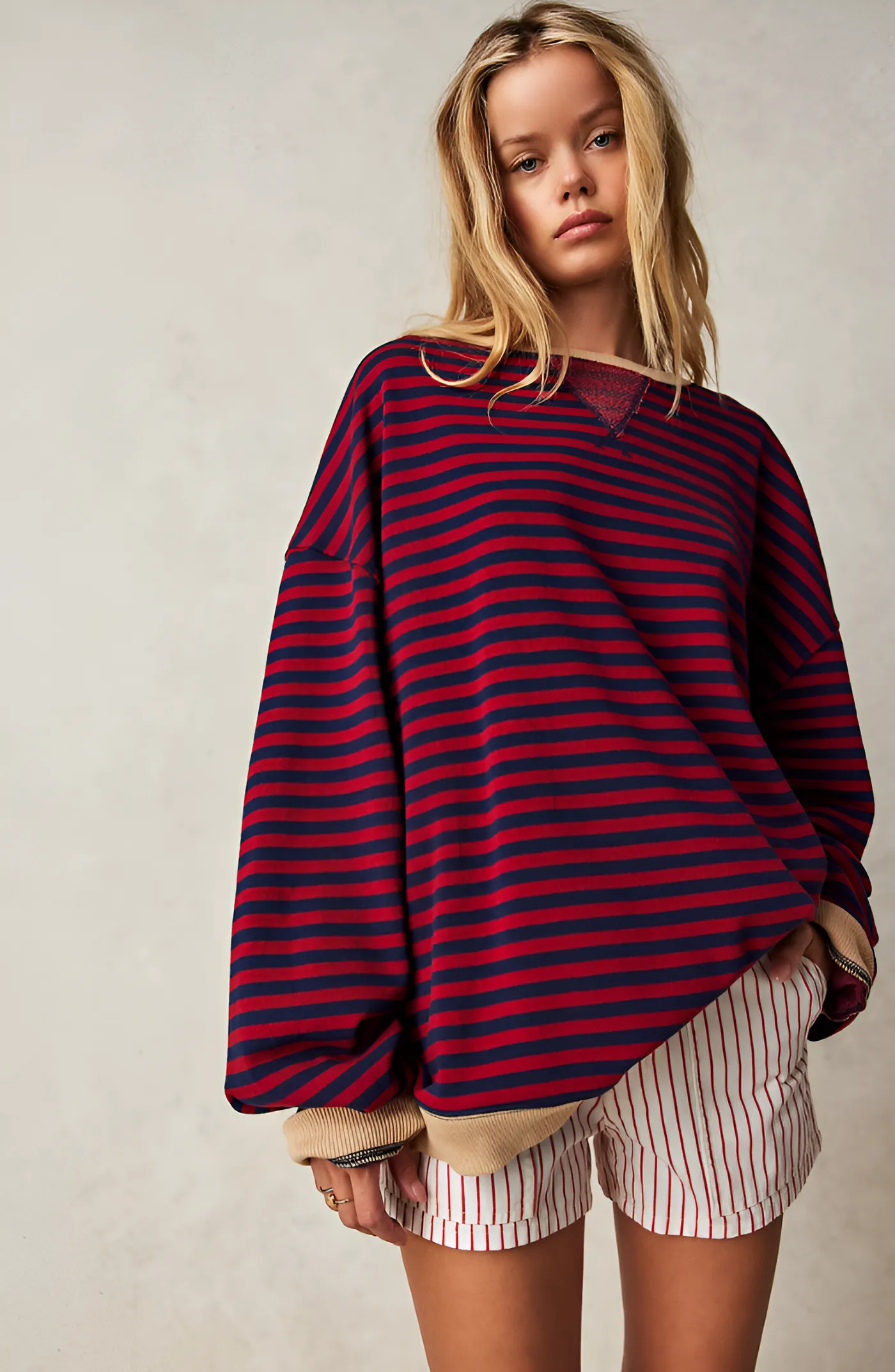 Ivyshape | Classic Oversized Striped Shirt